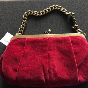 J Crew Wine/Burgundy Velvet Clutch  NWT